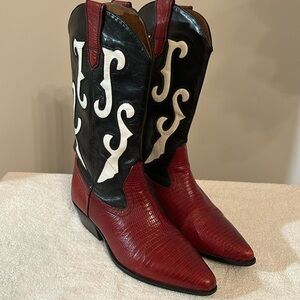 Red, black and white Cowgirl Boots